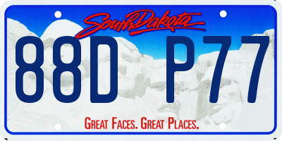 SD license plate 88DP77