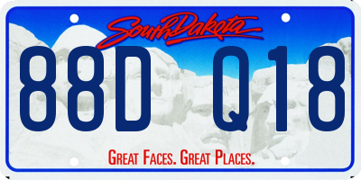 SD license plate 88DQ18