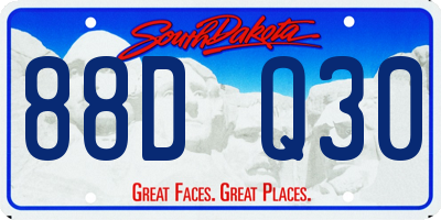 SD license plate 88DQ30