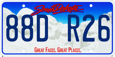 SD license plate 88DR26