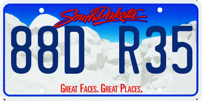 SD license plate 88DR35