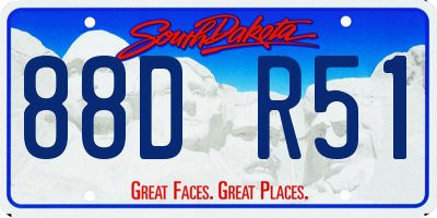 SD license plate 88DR51