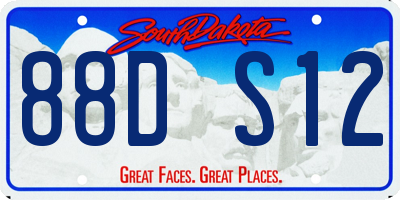 SD license plate 88DS12
