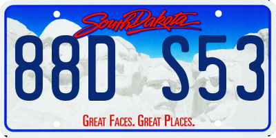 SD license plate 88DS53