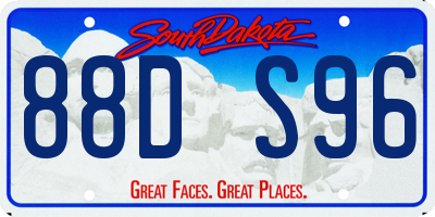 SD license plate 88DS96