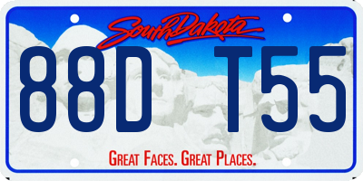 SD license plate 88DT55