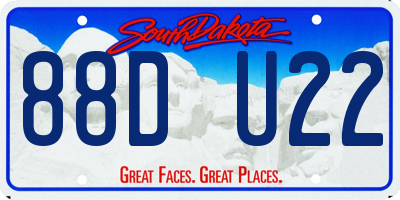 SD license plate 88DU22