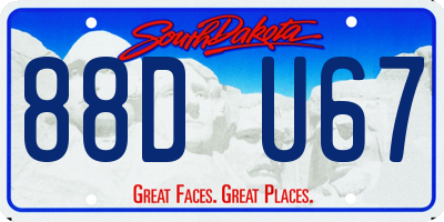 SD license plate 88DU67