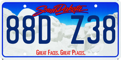 SD license plate 88DZ38