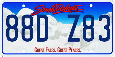 SD license plate 88DZ83