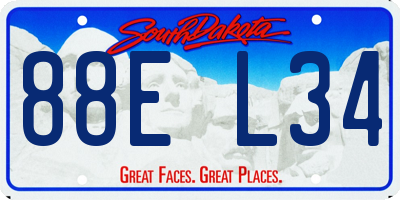SD license plate 88EL34
