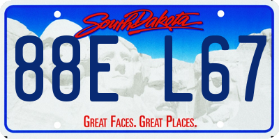 SD license plate 88EL67