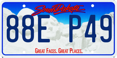 SD license plate 88EP49