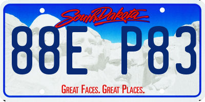 SD license plate 88EP83