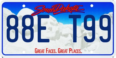 SD license plate 88ET99