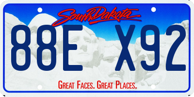 SD license plate 88EX92