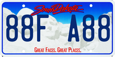 SD license plate 88FA88
