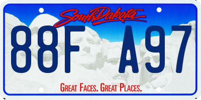 SD license plate 88FA97