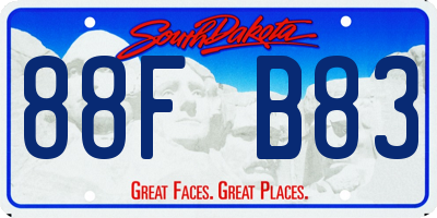 SD license plate 88FB83