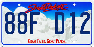 SD license plate 88FD12