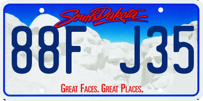 SD license plate 88FJ35