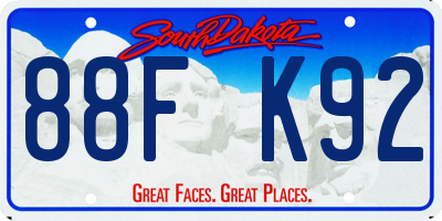 SD license plate 88FK92