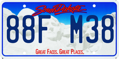 SD license plate 88FM38