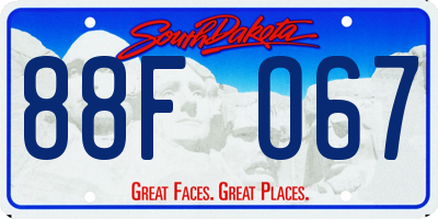SD license plate 88FO67