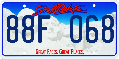SD license plate 88FO68