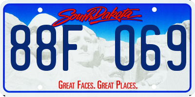 SD license plate 88FO69