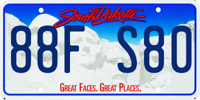 SD license plate 88FS80