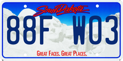 SD license plate 88FW03