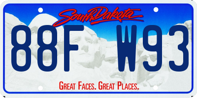 SD license plate 88FW93