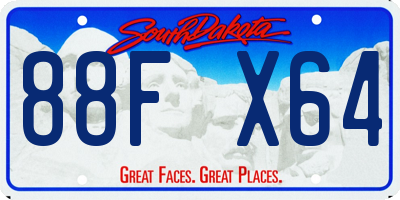 SD license plate 88FX64