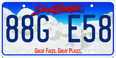 SD license plate 88GE58