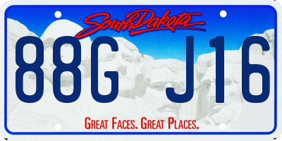 SD license plate 88GJ16
