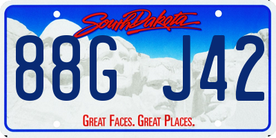 SD license plate 88GJ42