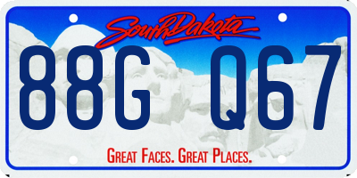 SD license plate 88GQ67