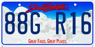 SD license plate 88GR16