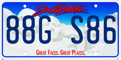 SD license plate 88GS86