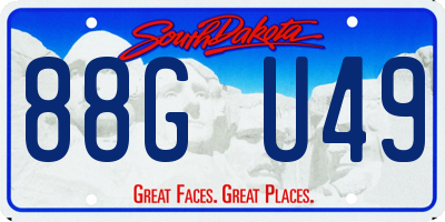 SD license plate 88GU49