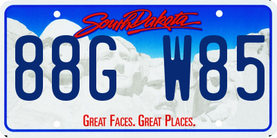 SD license plate 88GW85