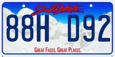 SD license plate 88HD92