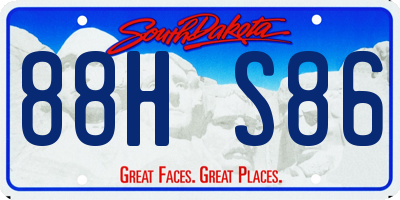 SD license plate 88HS86