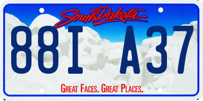 SD license plate 88IA37