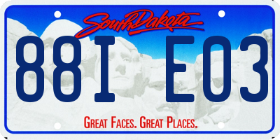 SD license plate 88IE03