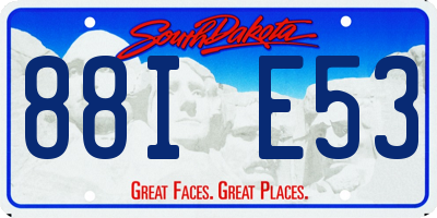 SD license plate 88IE53