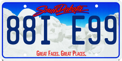SD license plate 88IE99