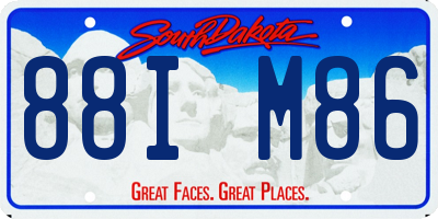 SD license plate 88IM86