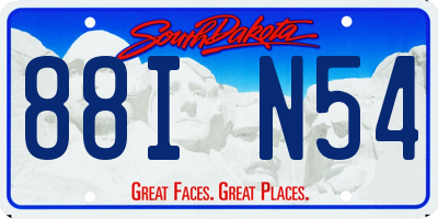 SD license plate 88IN54
